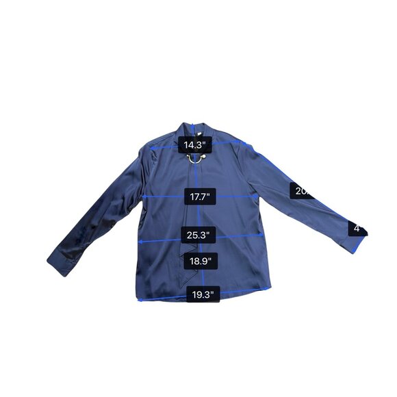 LILYSILK Womens Navy Blue Silk Long Sleeve Blouse With Tie Neck Detail Size M - Picture 11 of 11